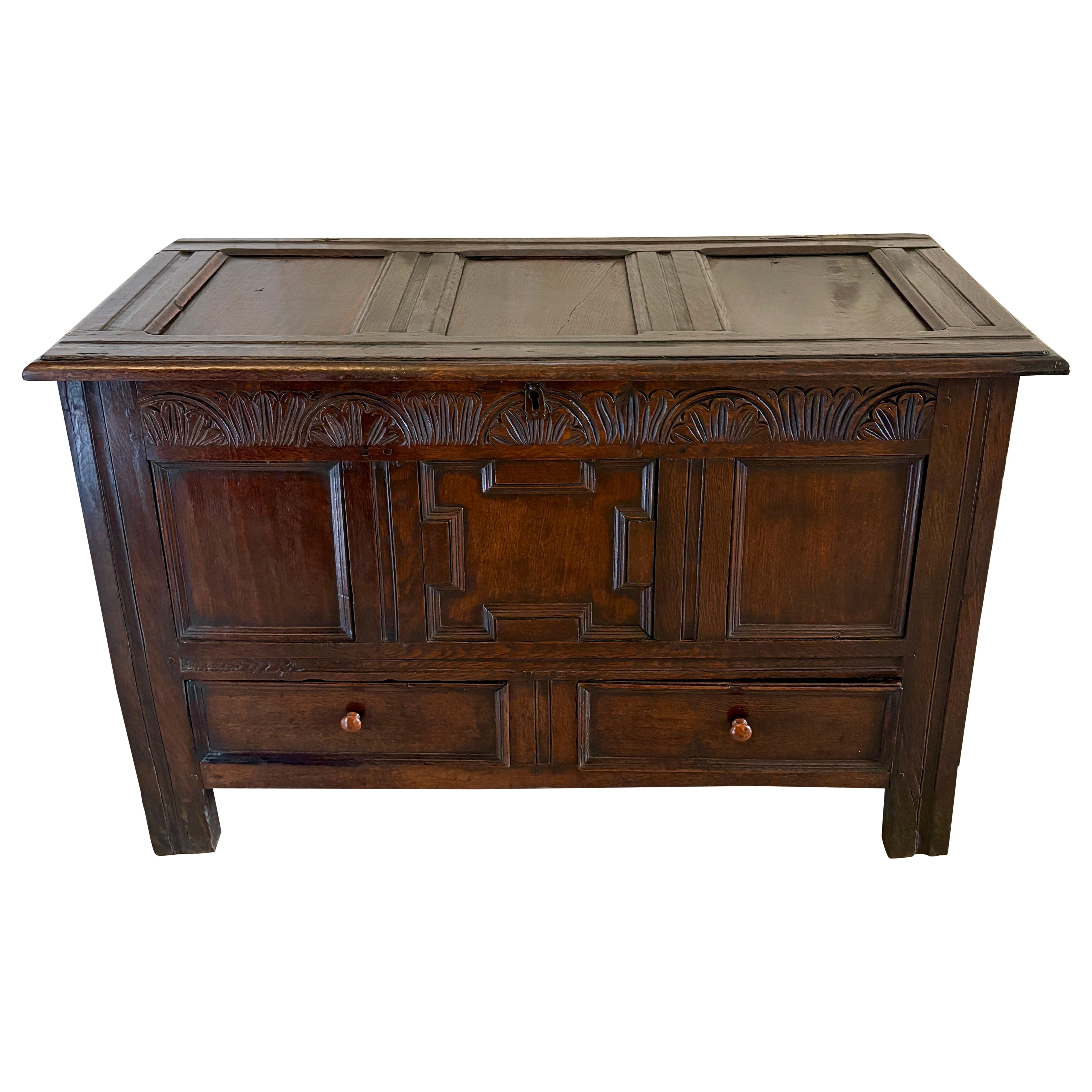 Antique 17th Century Quality Oak Mule Chest