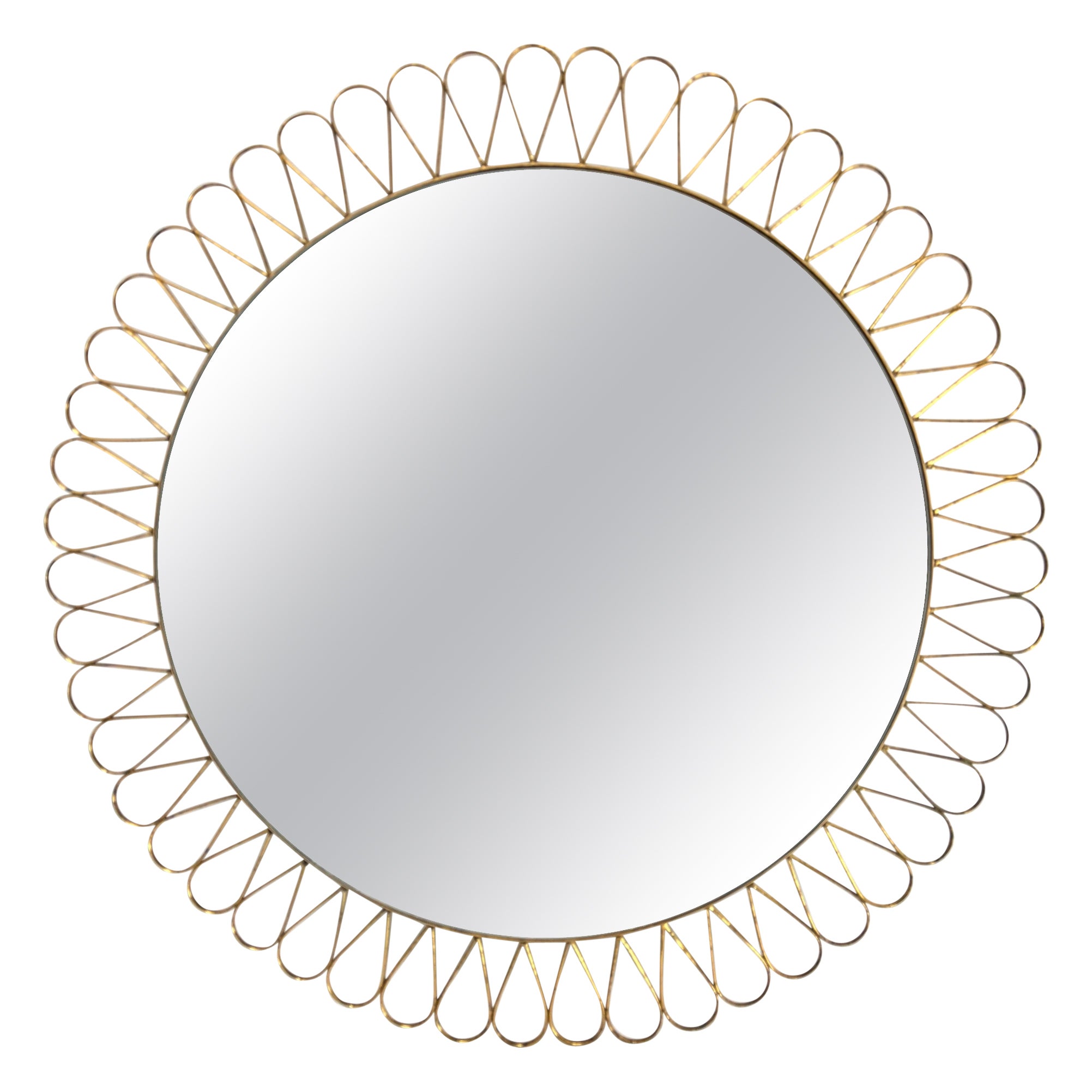 Mid-Century Italian Round Mirror, "Girasole" Model, 1950s