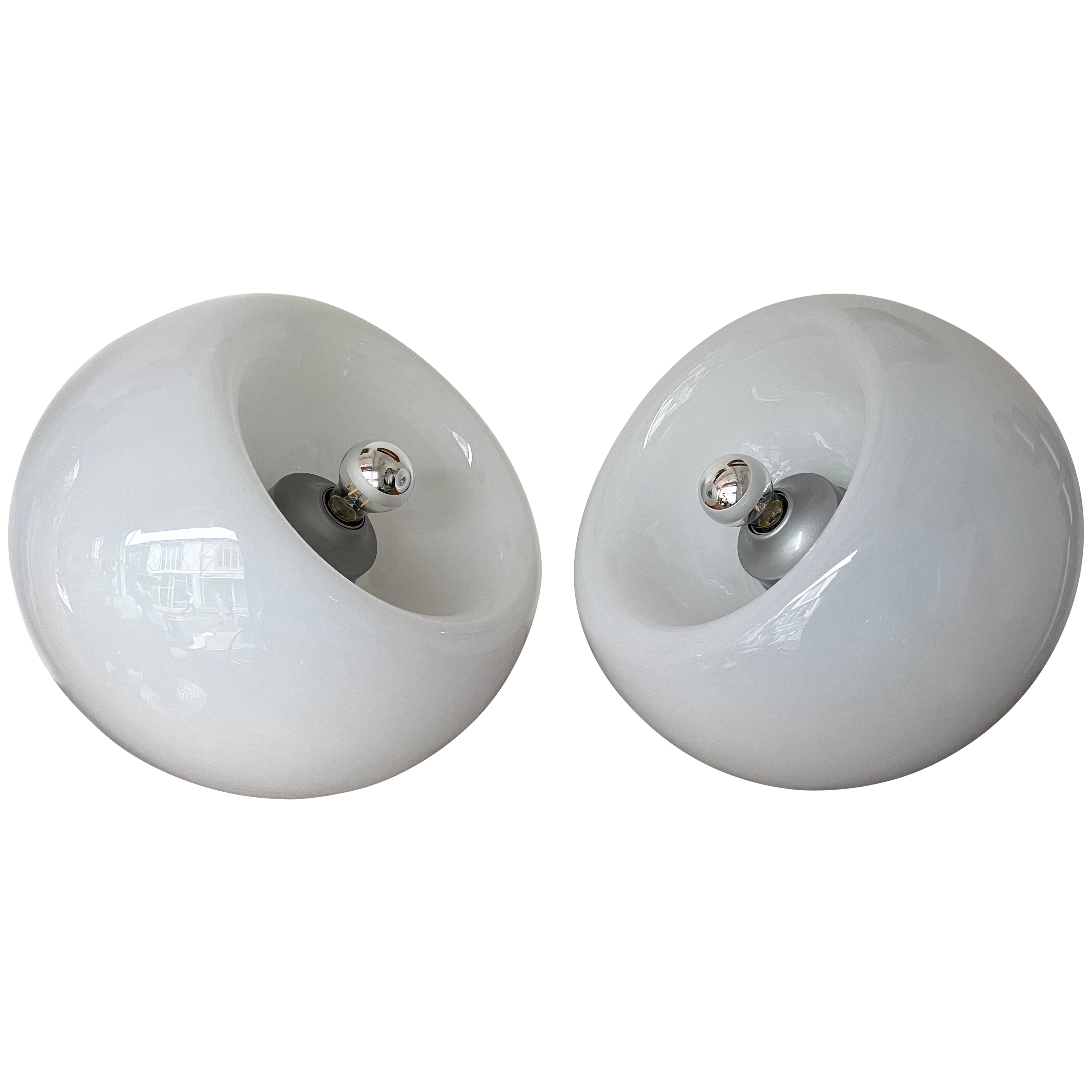Space Age Pair of Vacuna Murano Glass Lamps by Artemide, Italy, 1968