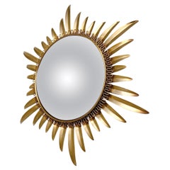 Miroir vintage en laiton à effet soleil
