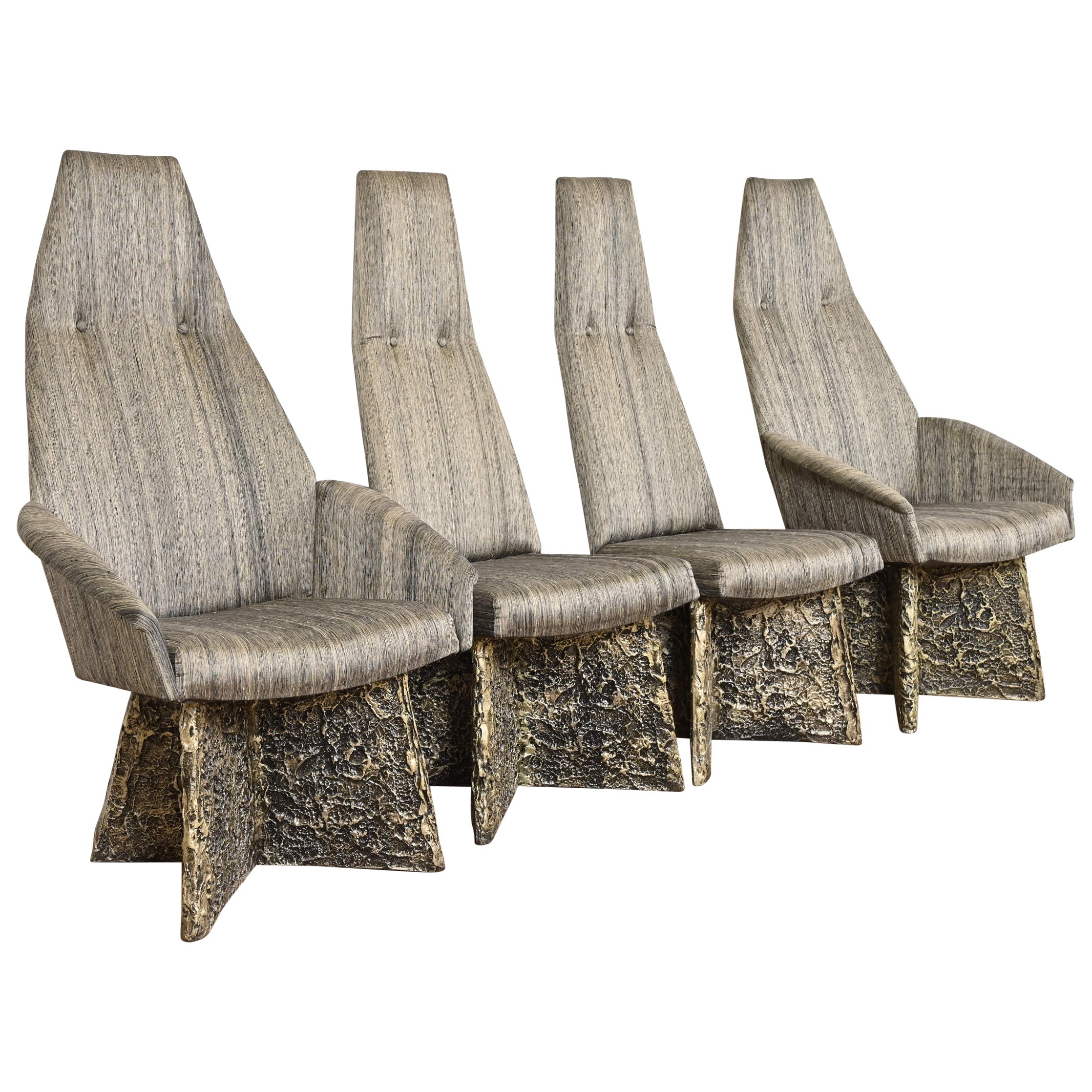 Adrian Pearsall Mid-Century Brutalist High Back Dining Chairs, Set of Four
