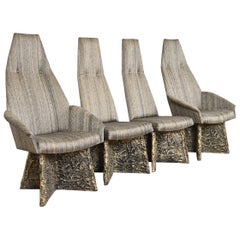Adrian Pearsall Mid-Century Brutalist High Back Dining Chairs, Set of Four
