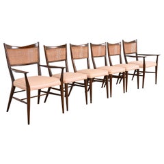 Colección Connoisseur de Paul McCobb Sillas de comedor de caoba esculpida y caña