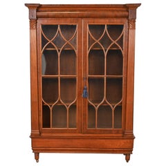 R. J. Horner Style Antique American Empire Carved Mahogany Bookcase Cabinet