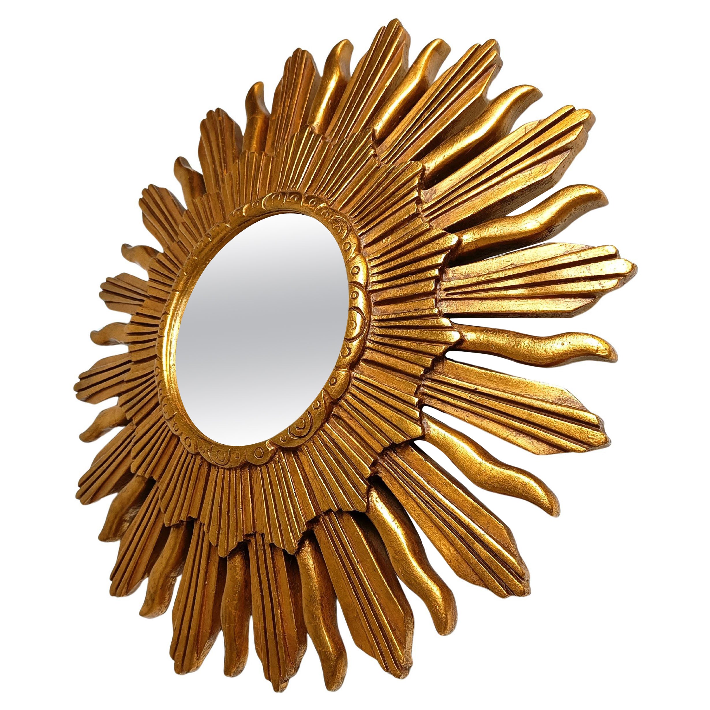 Goldener Spiegel mit Sonnenschliff, 1960er Jahre