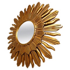 Vintage golden sunburst mirror, 1960s