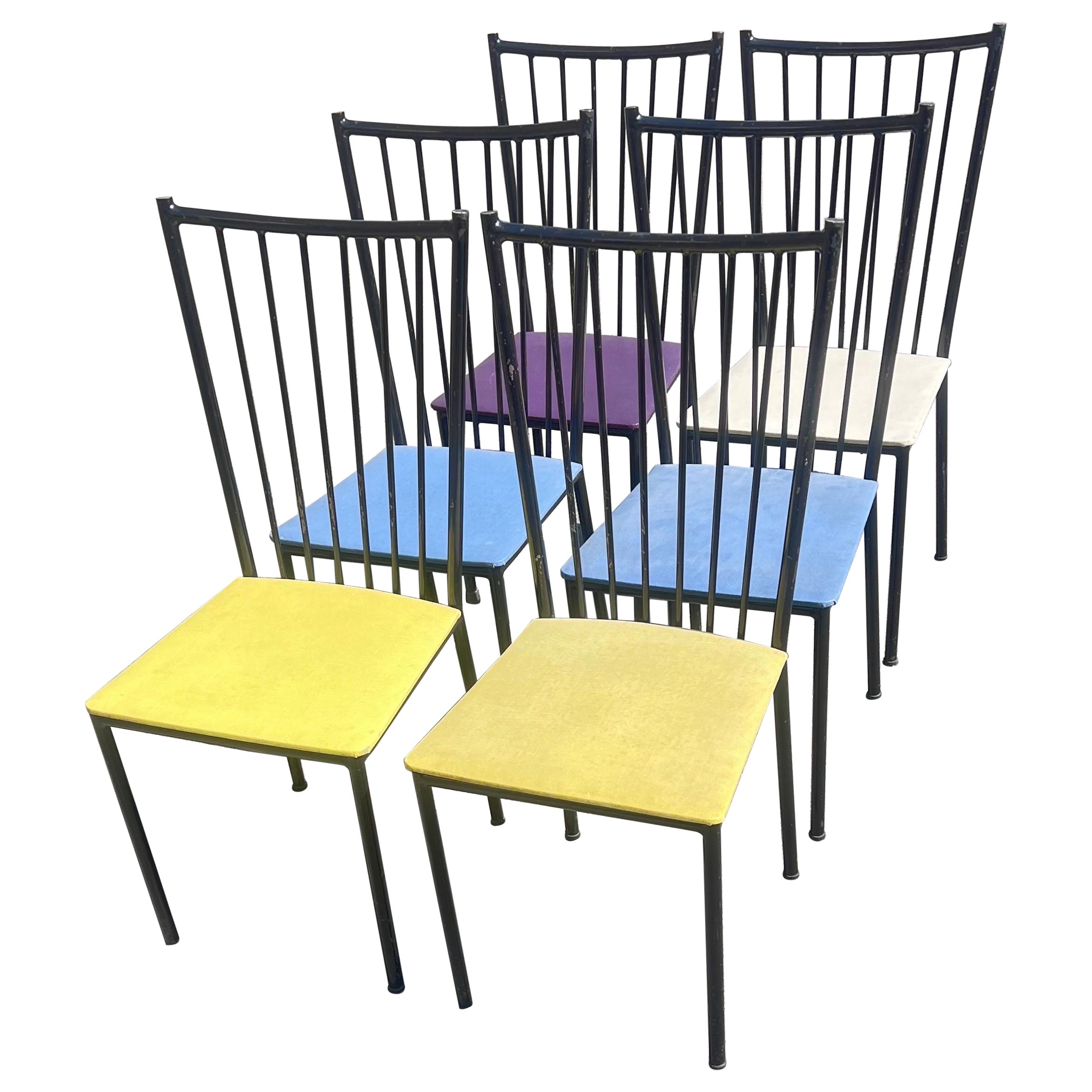 set of 6 chairs in metal "Colette Gueden"