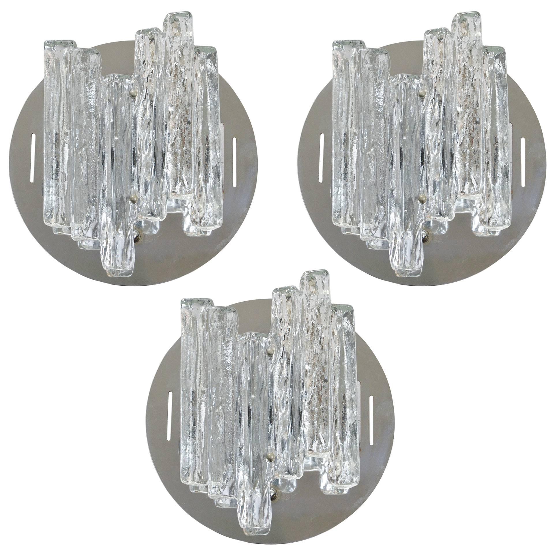 Set of Three Geometric Sconces by Salviati