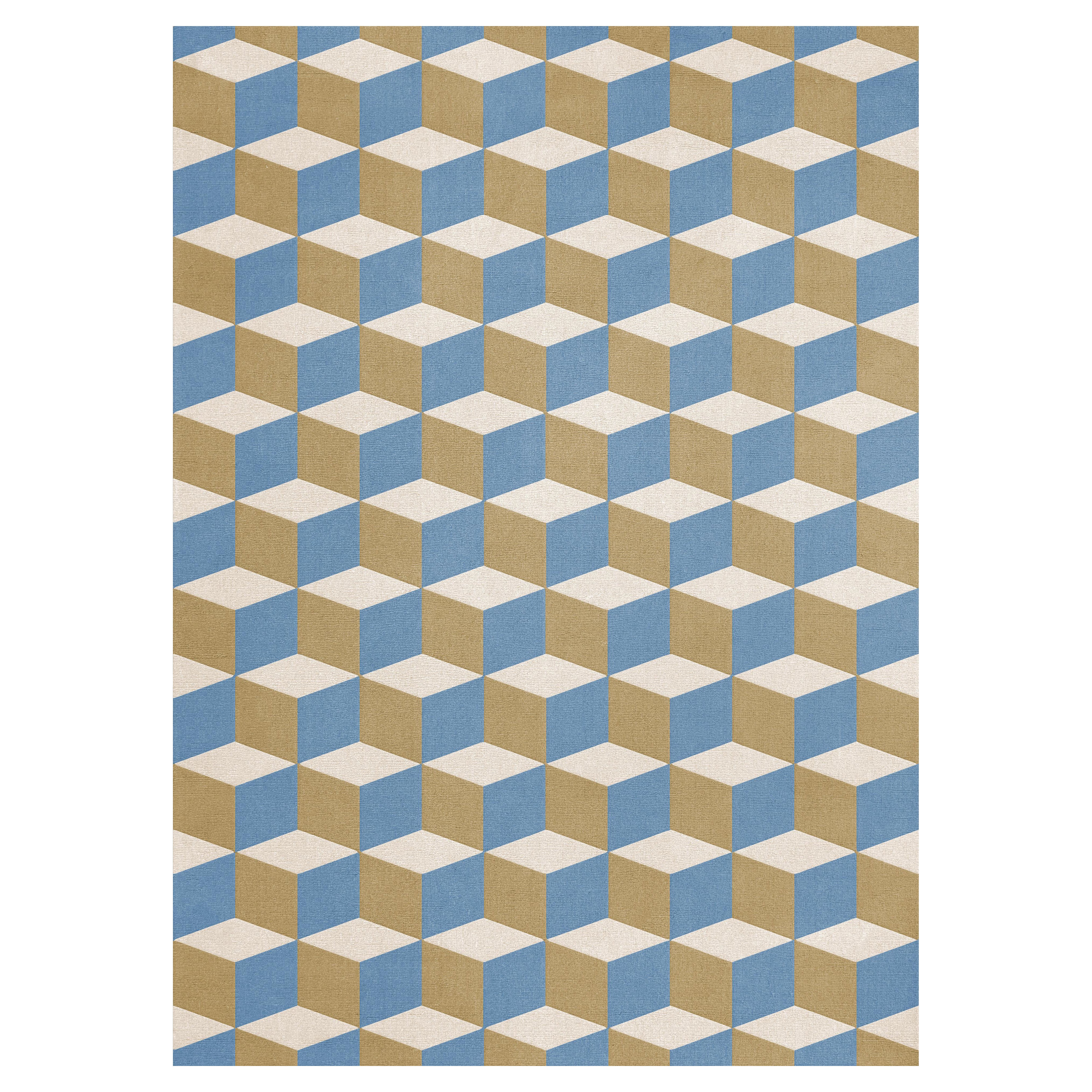 Illusion Wool Rug Blue Sandstone