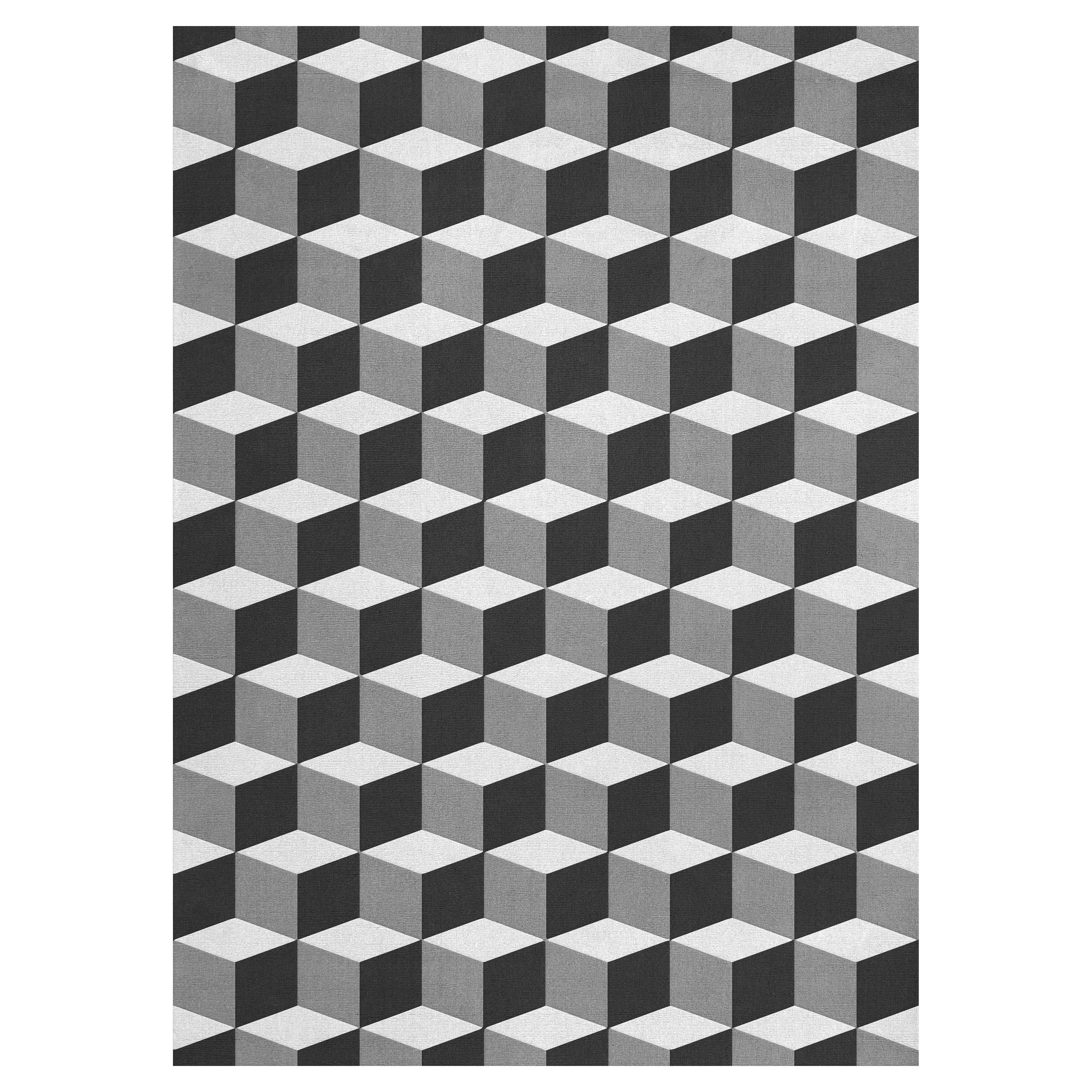 Illusion Wool Rug Monochrome For Sale