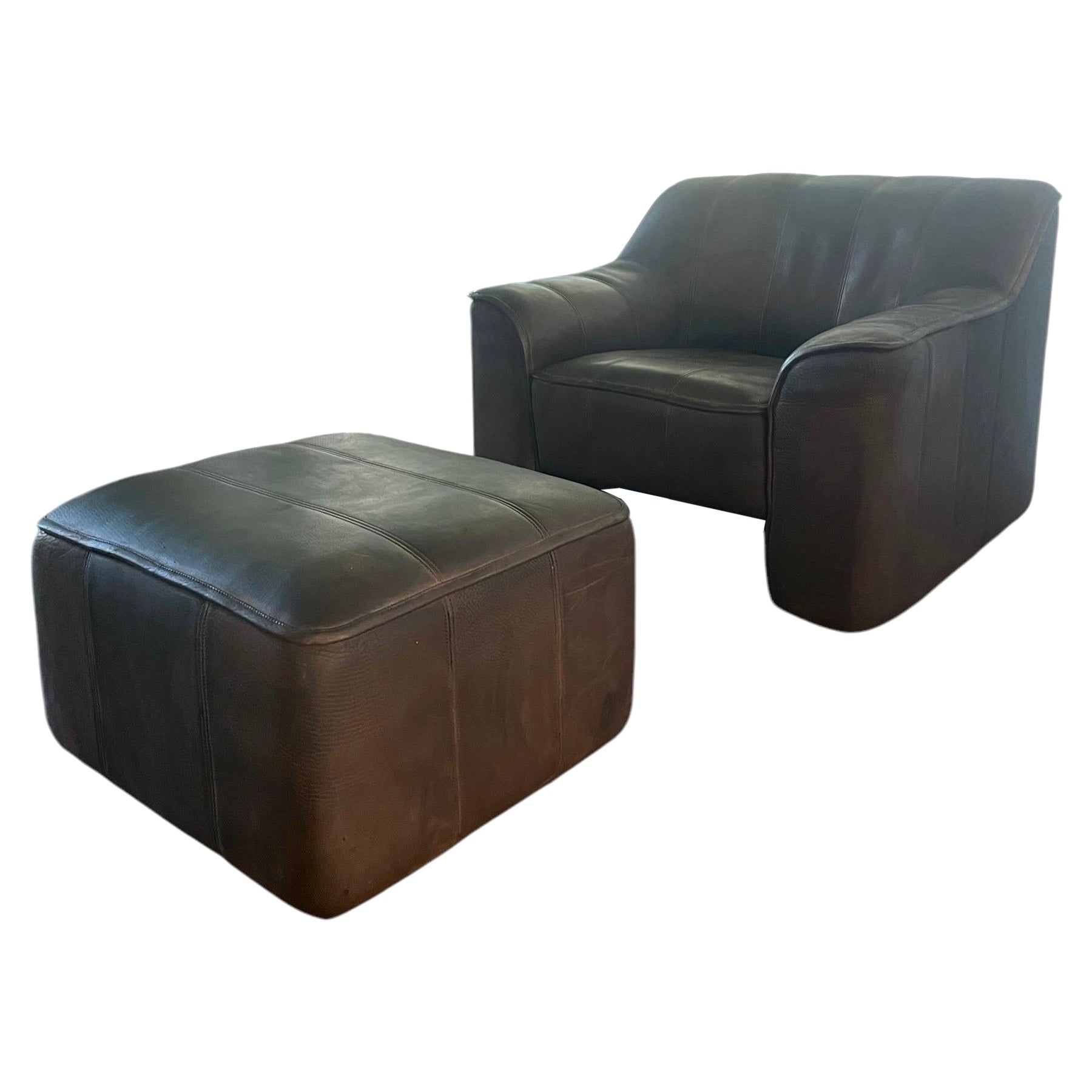 De Sede DS 44 Leather Armchair and Ottoman Vintage MidCentury Chair and Ottoman 5