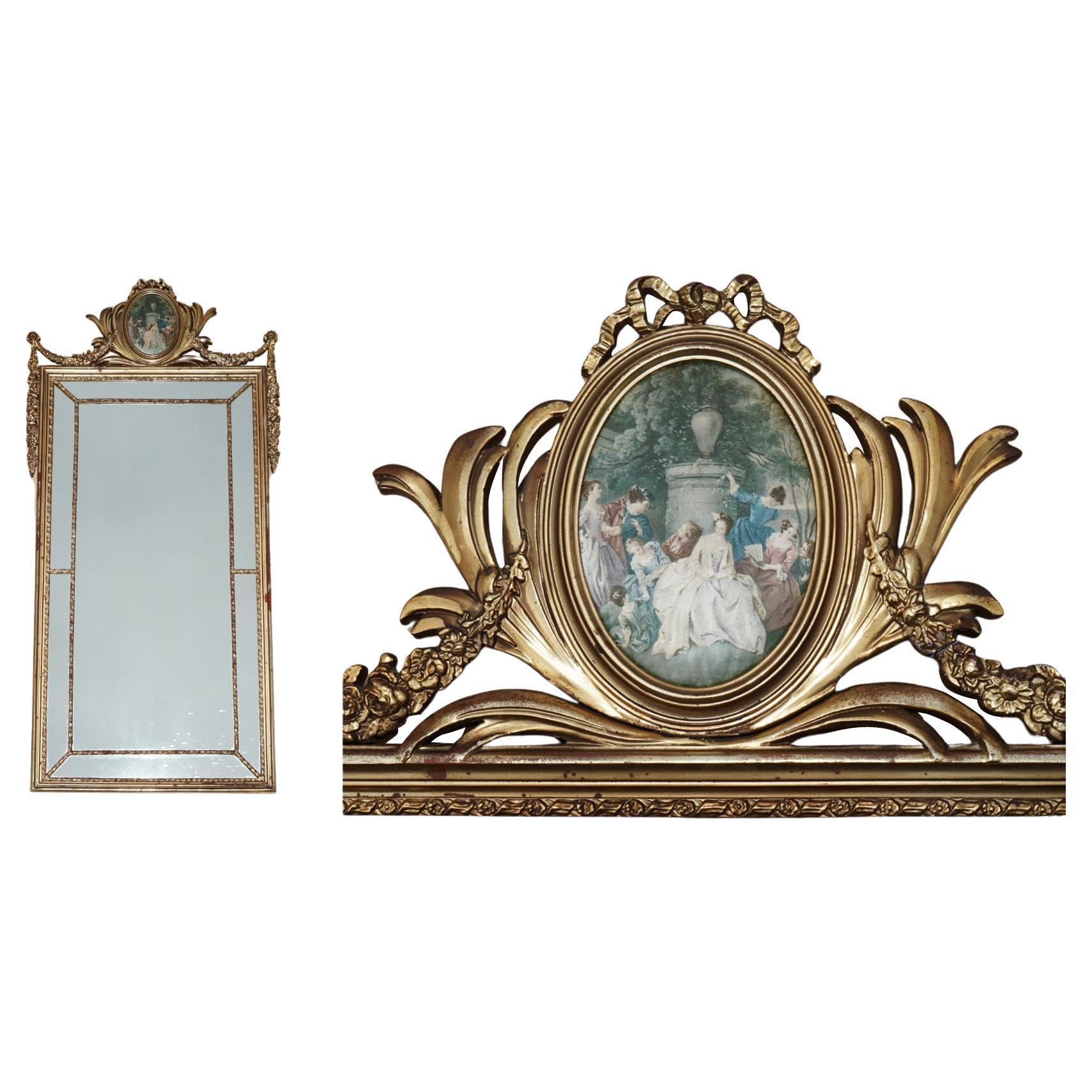 VINTAGE MITTELJÄHRIGES MODERNES FRANZÖSISCHES PORTRAIT VERSCHWENKTER SPIEGEL MIT ORIGINALGLAS