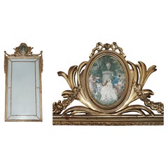 VINTAGE MID CENTURY MODERN FRENCH PORTRAIT PANELLED MIRROR WiTH ORIGINAL GLASS