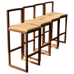 Tabouret de bar en bois de noyer et liège, ensemble de quatre (4) sièges de bar style chaise Porto