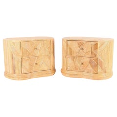 Pair of rattan bedside tables