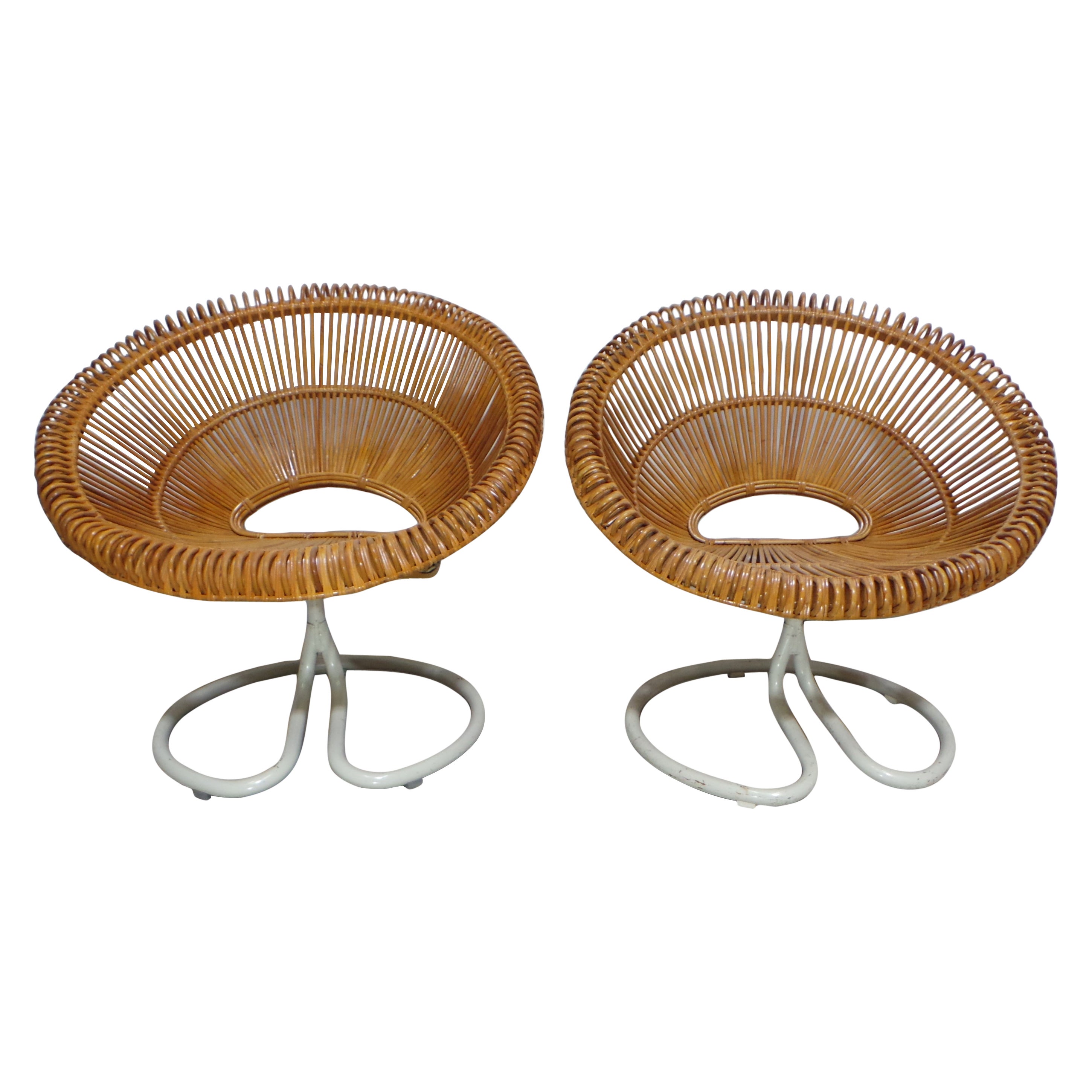 "Rondo" Rattan Easy Chairs Gote Mobler Sweden 1960