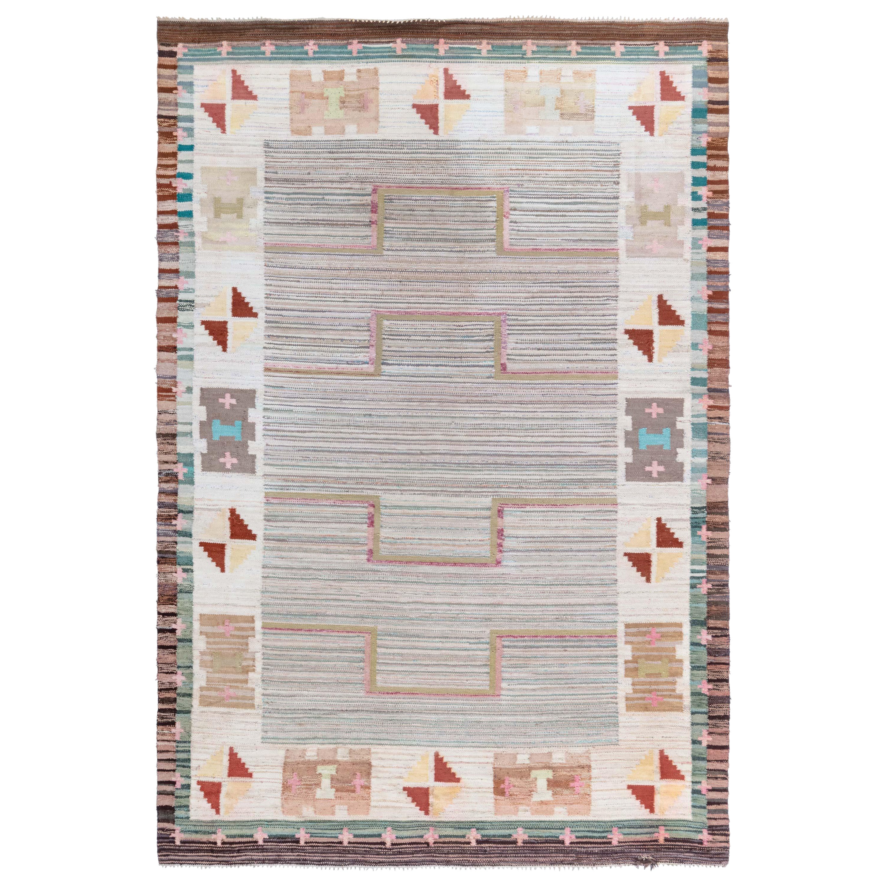 Doris Leslie Blauer schwedischer Vintage-Teppich