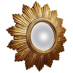 Vintage golden sunburst mirror, 1960s