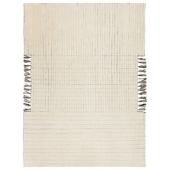 9 x 12 Zeitgenössischer marokkanischer Wollteppich in Beige mit geometrischem Design
