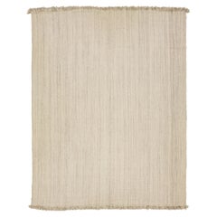 Modern Stripped Handcrafted Natural Tan Dhurrie Wool Rug