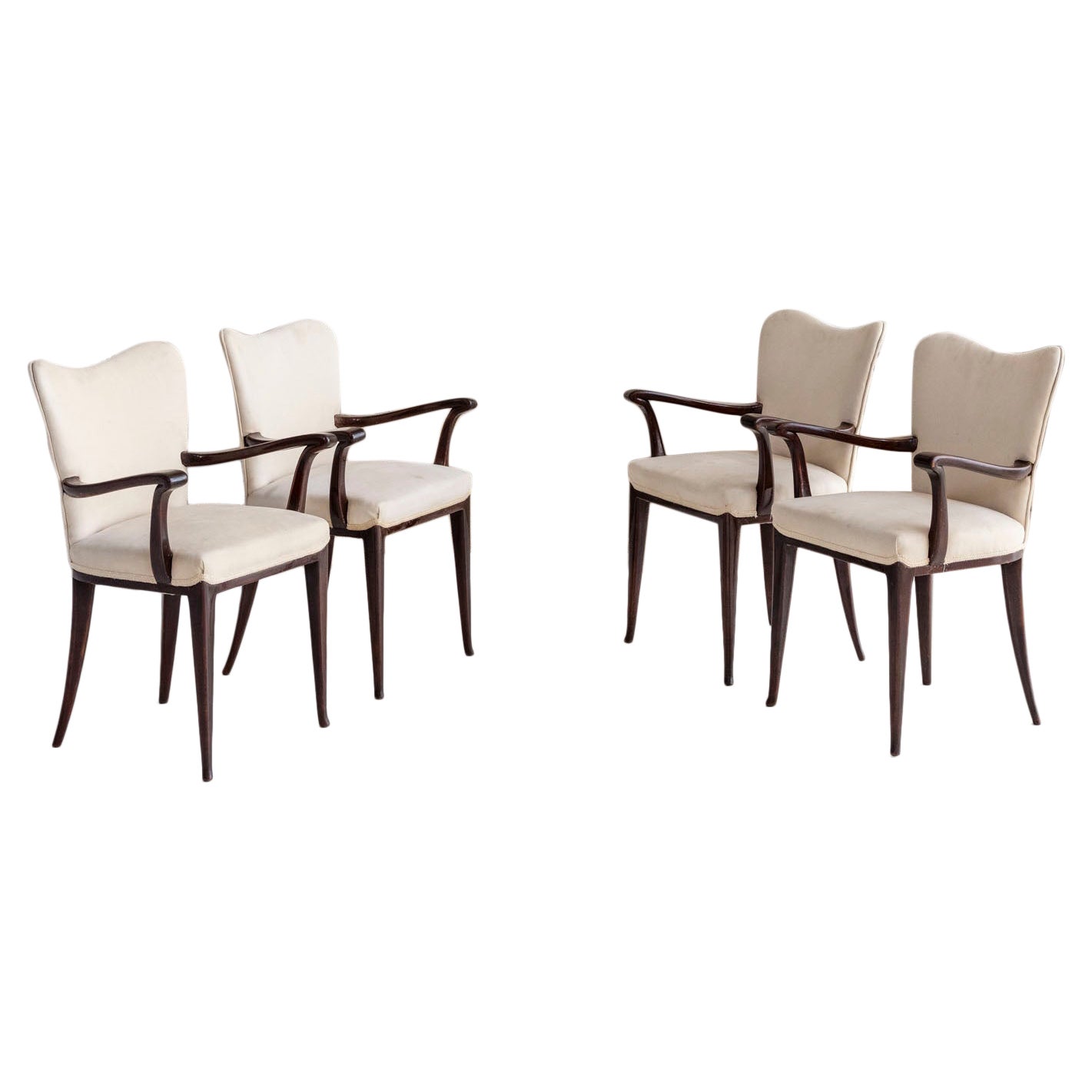 Four dining chairs by Osvaldo Borsani for Arredamenti Borsani. published