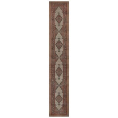 Extra-Long Antique Handwoven Circa-1900 Wool Stepped Persian Serab Runner