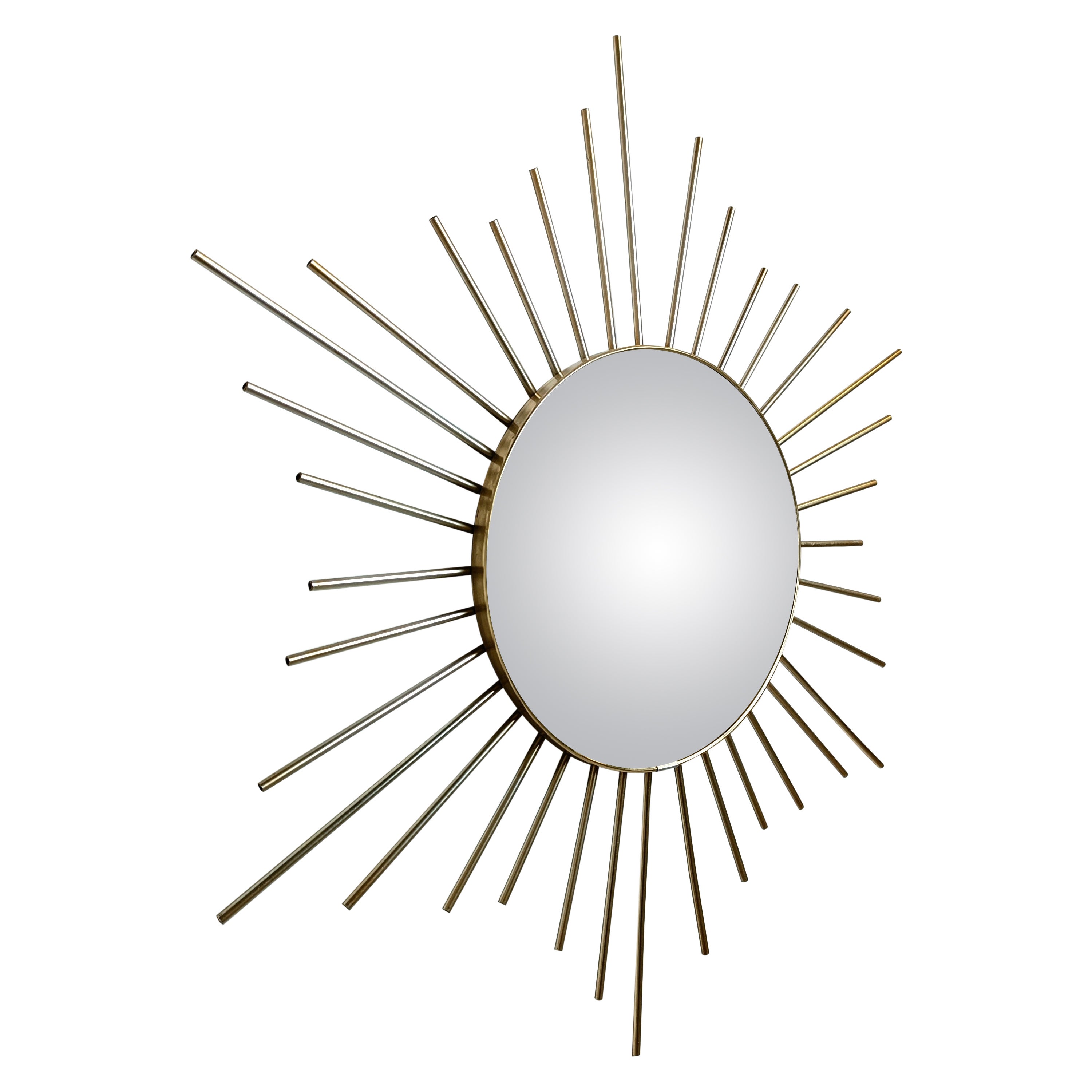 Espejo sunburst vintage de latón años 1970