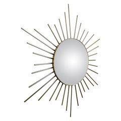 Vintage brass sunburst mirror 1970s