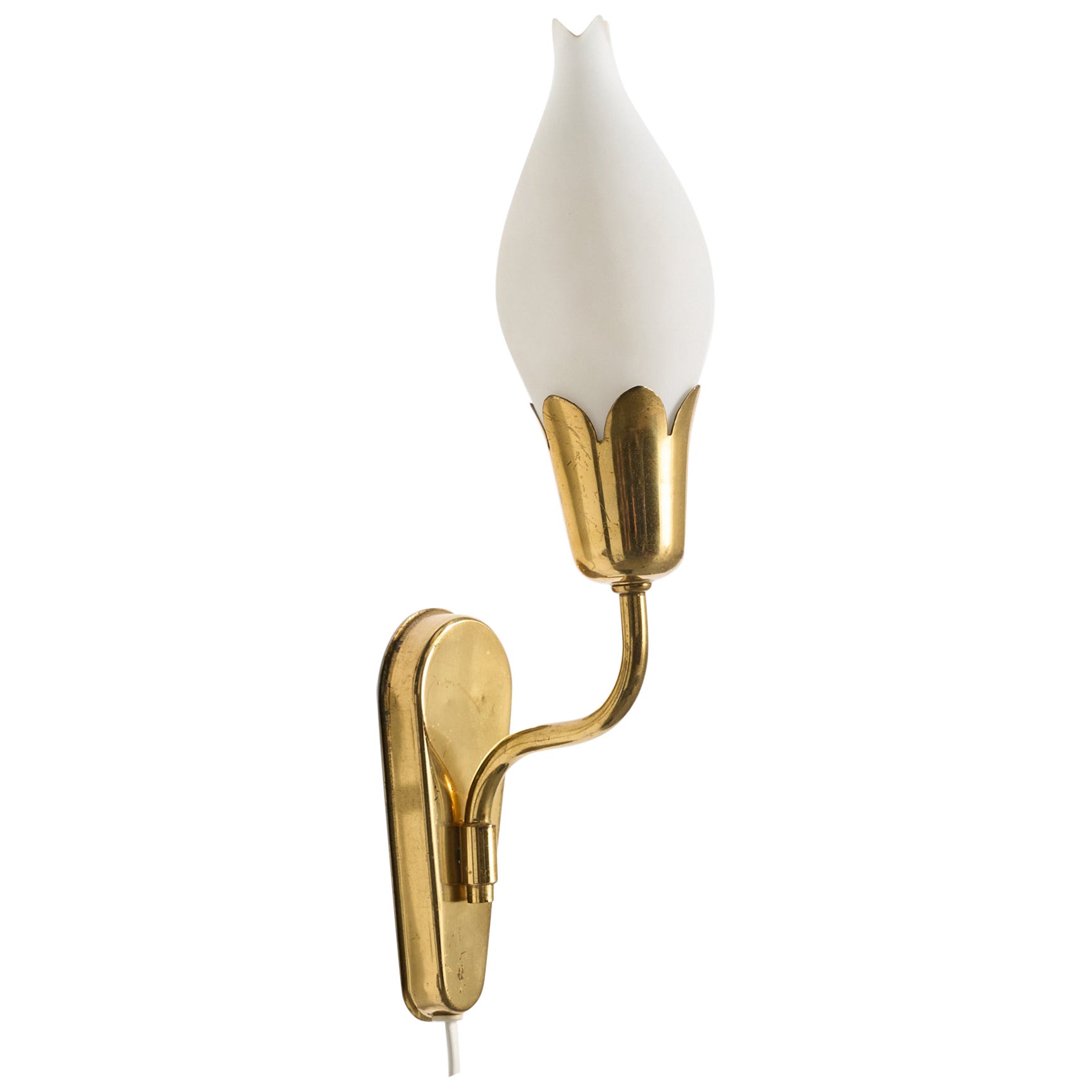 Fog & Mørup, Wall Light, Brass, Glass, Denmark, 1950s