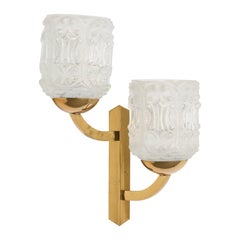 Designer italien, applique murale, laiton, verre, Italie, années 1950