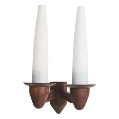 Design/One Light, Wood, Glass, France, années 1950
