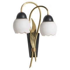 Schwedische Designerin, Wandleuchte, Messing, Metall, Schweden, 1950er Jahre