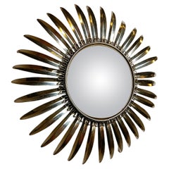 Vintage brass sunburst mirror, 1970s