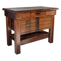 Antique Marble Top Kitchen Island / Display Table