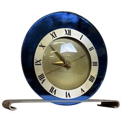 Art Deco Blue Mirror Telechron Clock