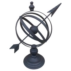 Reloj de sol armilar inglés vintage de hierro negro para jardín