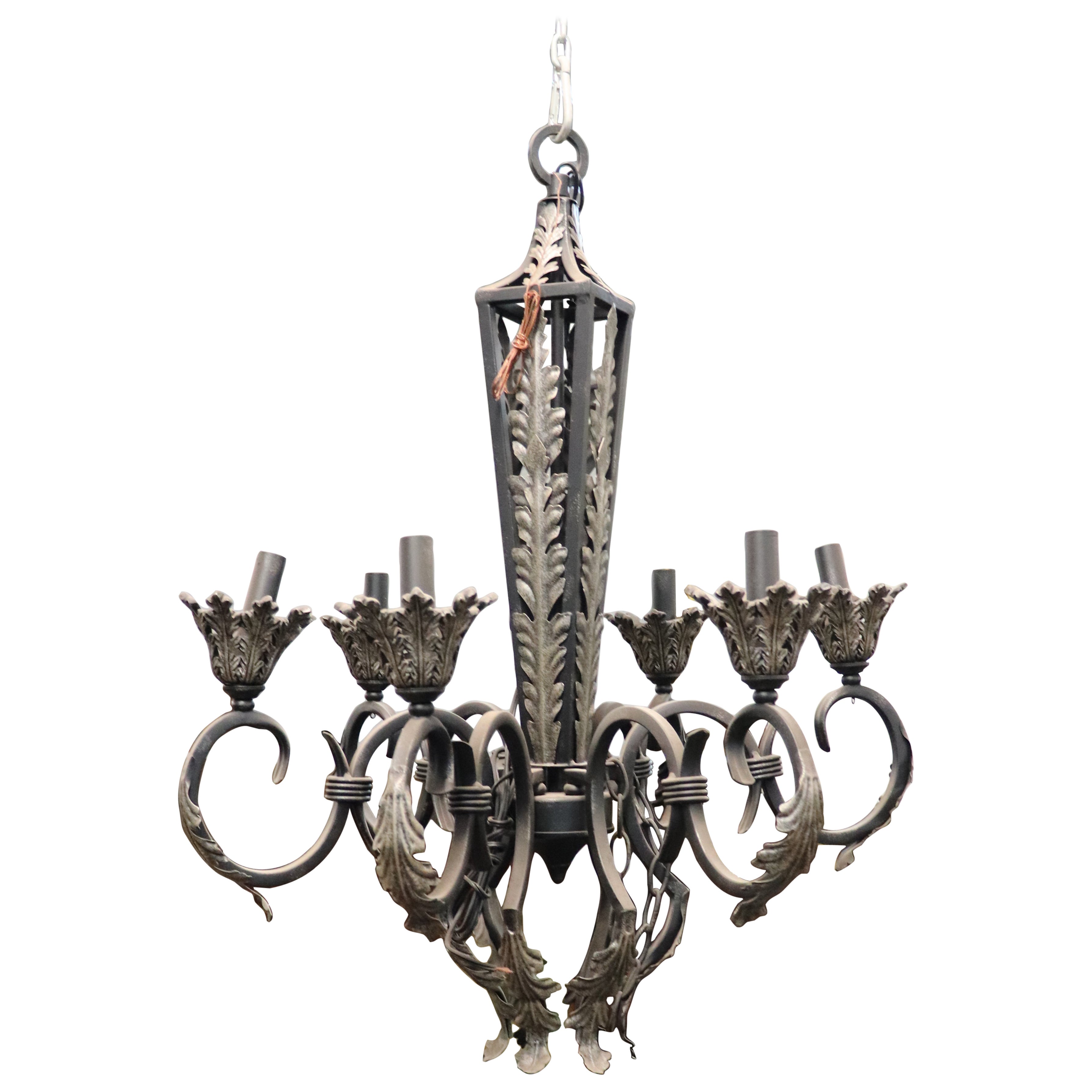 French Regency Style Wrought Iron Chandelier Circa 1960s