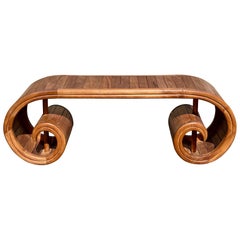 Teak Scroll Waterfall Bench