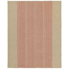 Rug & Kilim's Contemporary Kilim mit strukturierten Beige- und Rosa-Streifen