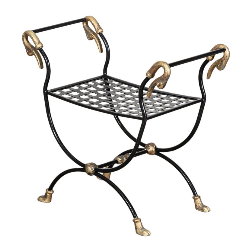 Maison Jansen Swan Stool in Empire Style with Paw Feet