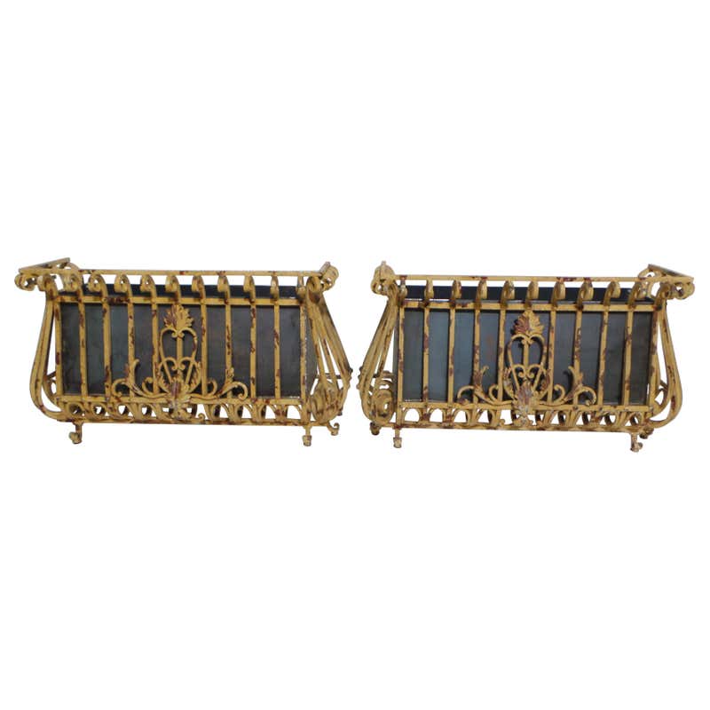 White Wrought Iron Planter Box For Sale at 1stDibs | wrought iron ...