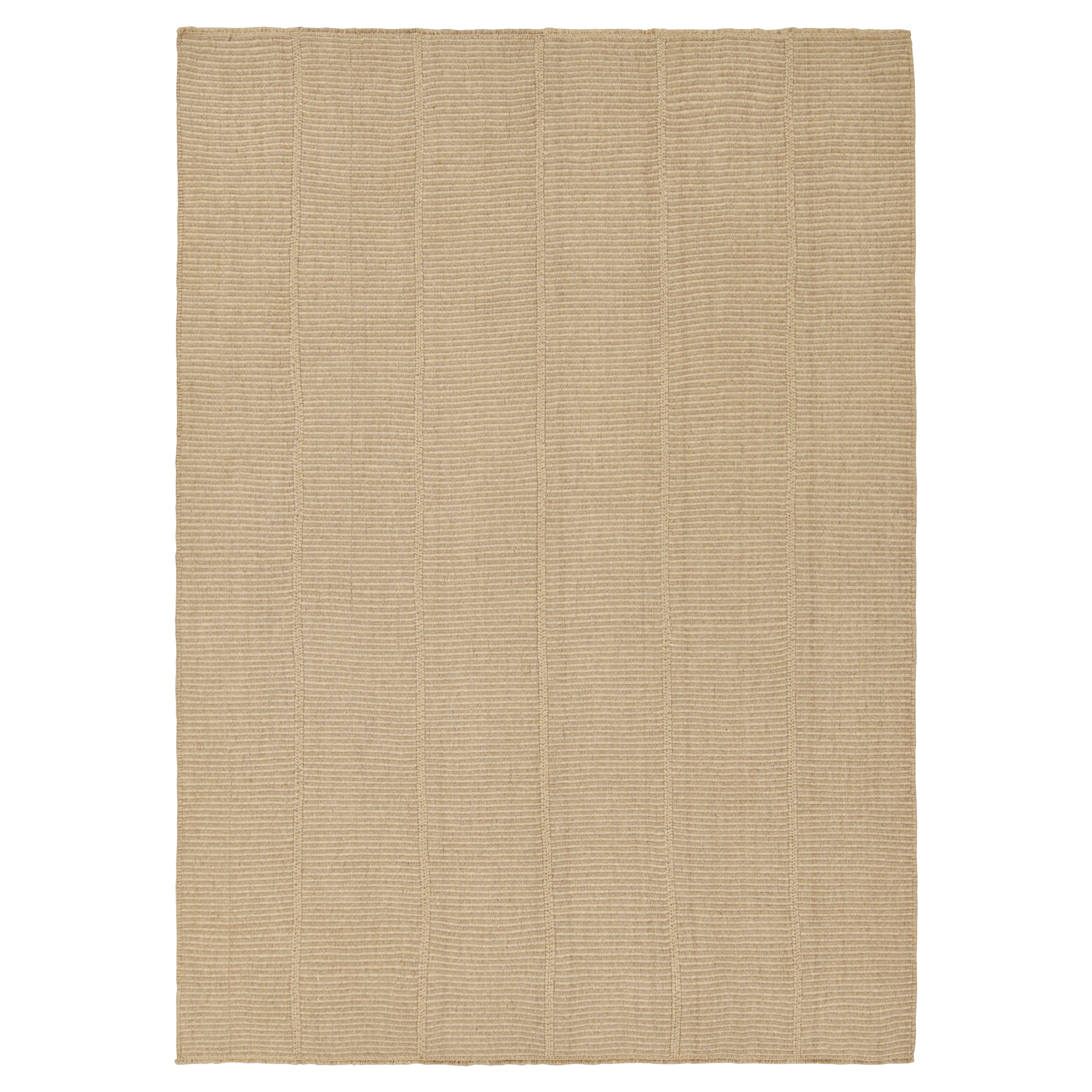 Rug & Kilim’s Contemporary Kilim with Textural Beige and Taupe Stripes