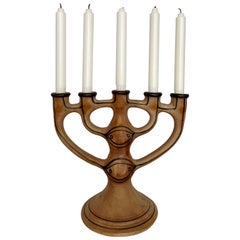 Candelabro de gres de 5 brazos de Asbo Stentøj, Dinamarca, años 80