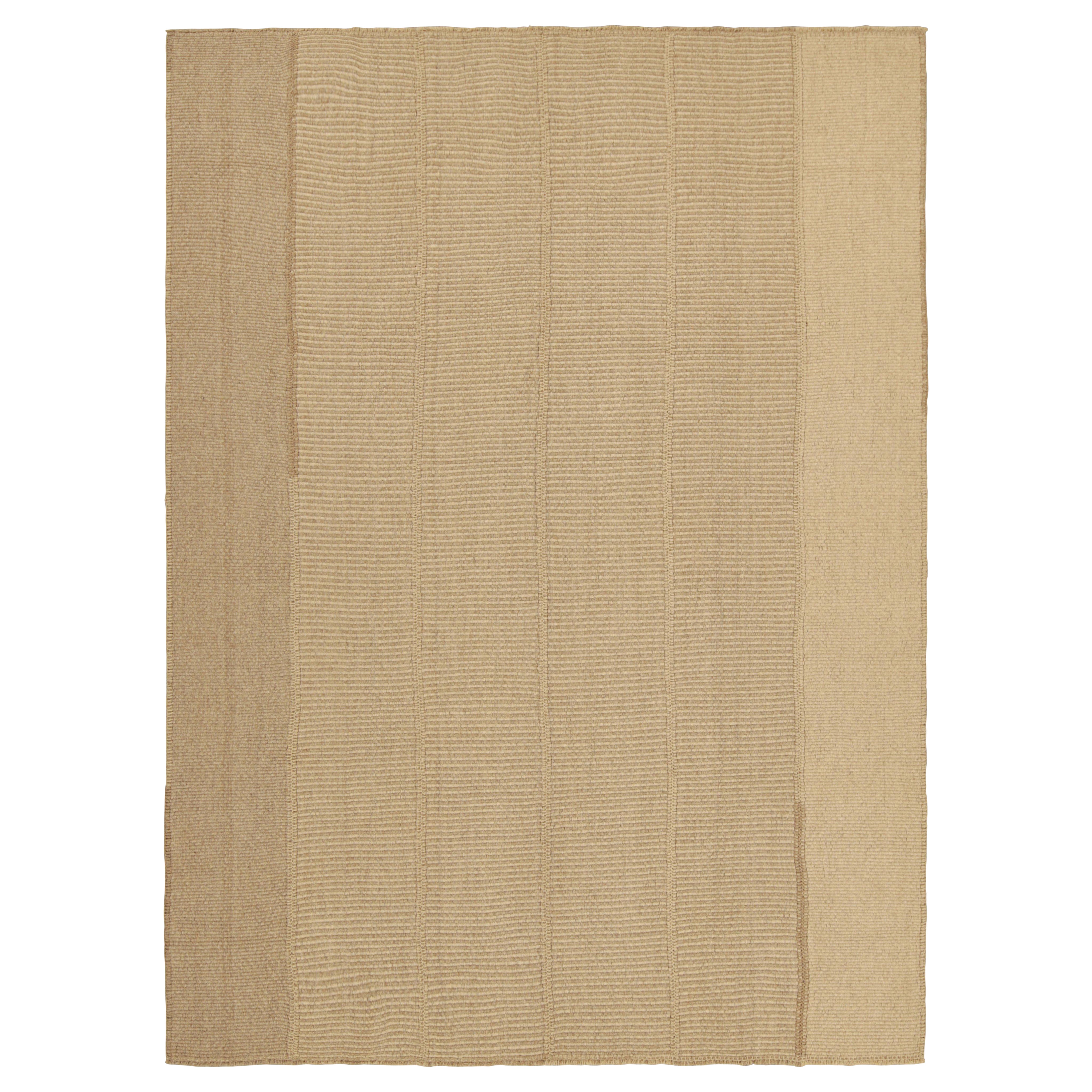 Rug & Kilim’s Contemporary Kilim with Textural Beige and Taupe Stripes