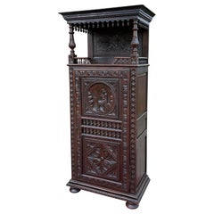 Antique French Armoire Cupboard Linen Cabinet Breton Bonnetiere Chestnut 19th