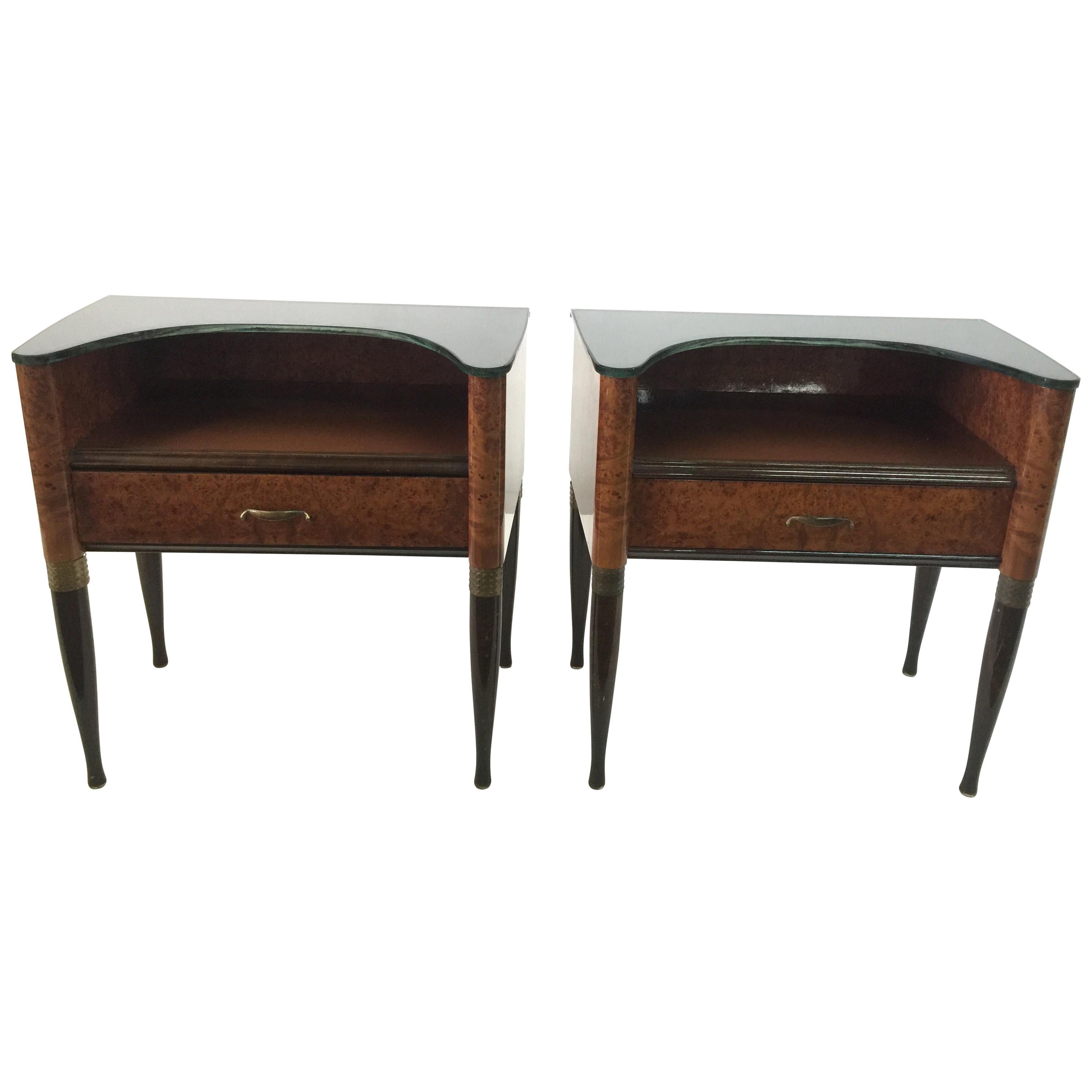 Pair of Exquisite and Rare Italian Deco Nightstands or Sidetables 