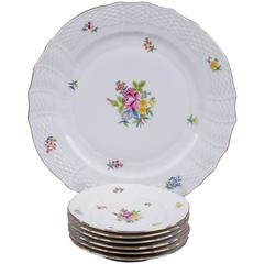 Herend Flower Pattern Dessert Set for Six Persons