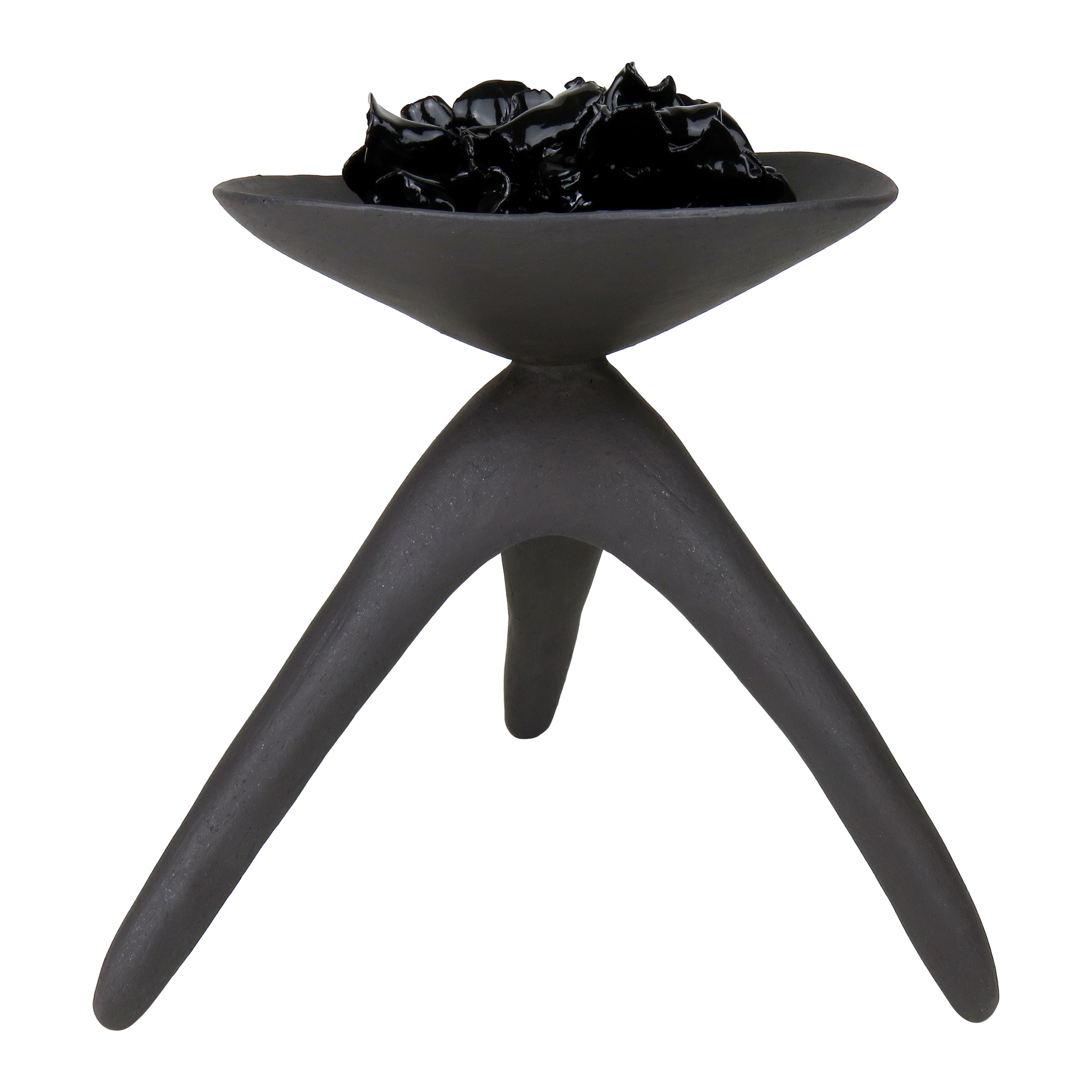 Hand Built Ceramic Challis, Matte with Black Glazed Interior