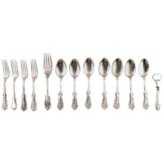 13 Pieces American Silver, Wallace Sterling and W. Rogers, Rich Ornamentation