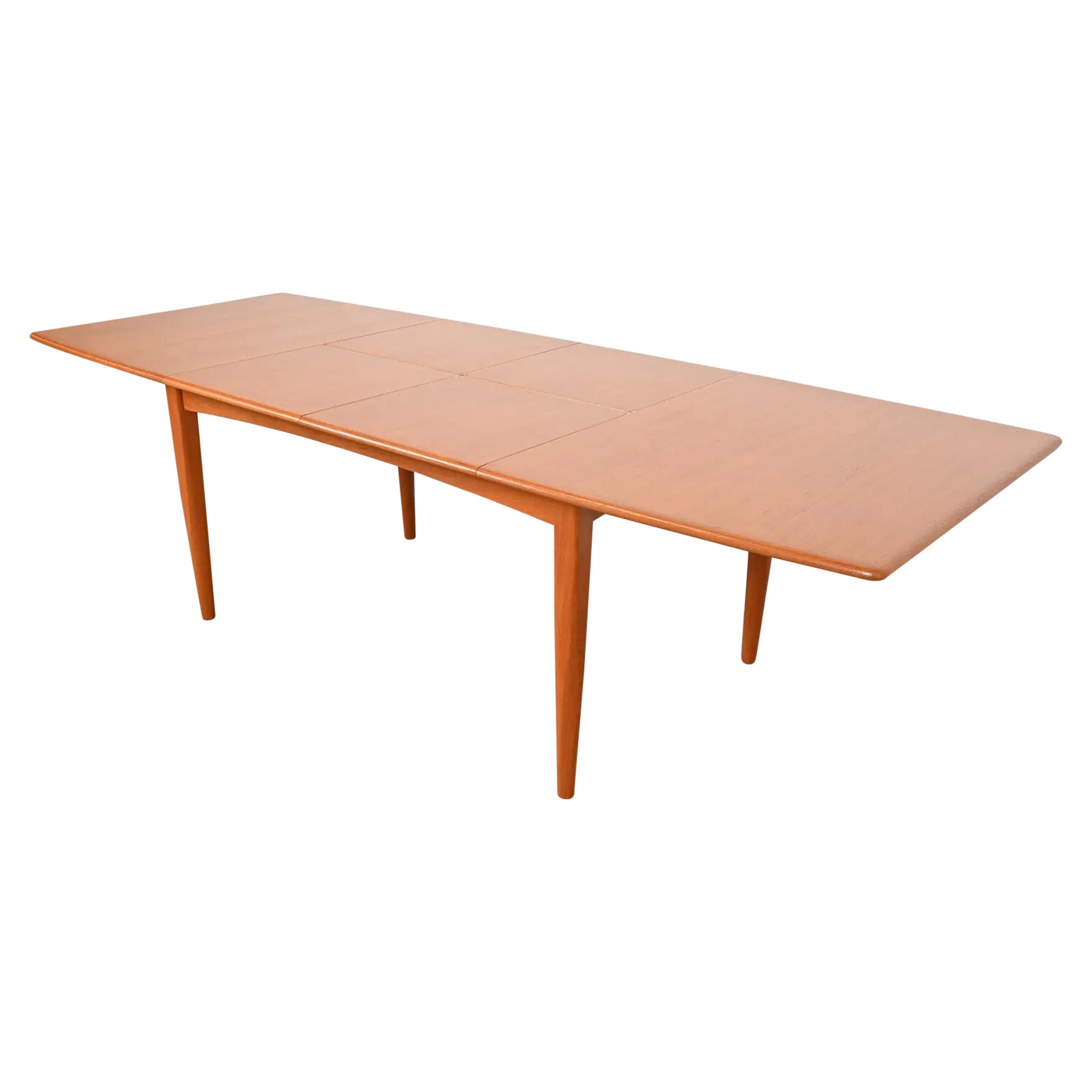 Falster Danish Modern Teak Boat-Shaped Extension Dining Table, Newly Refinished